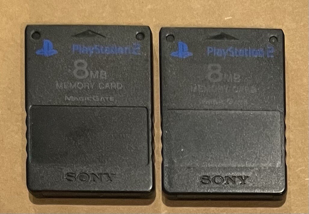 Two Sony PlayStation 2 PS2 Black MagicGate Memory Cards Tested Working