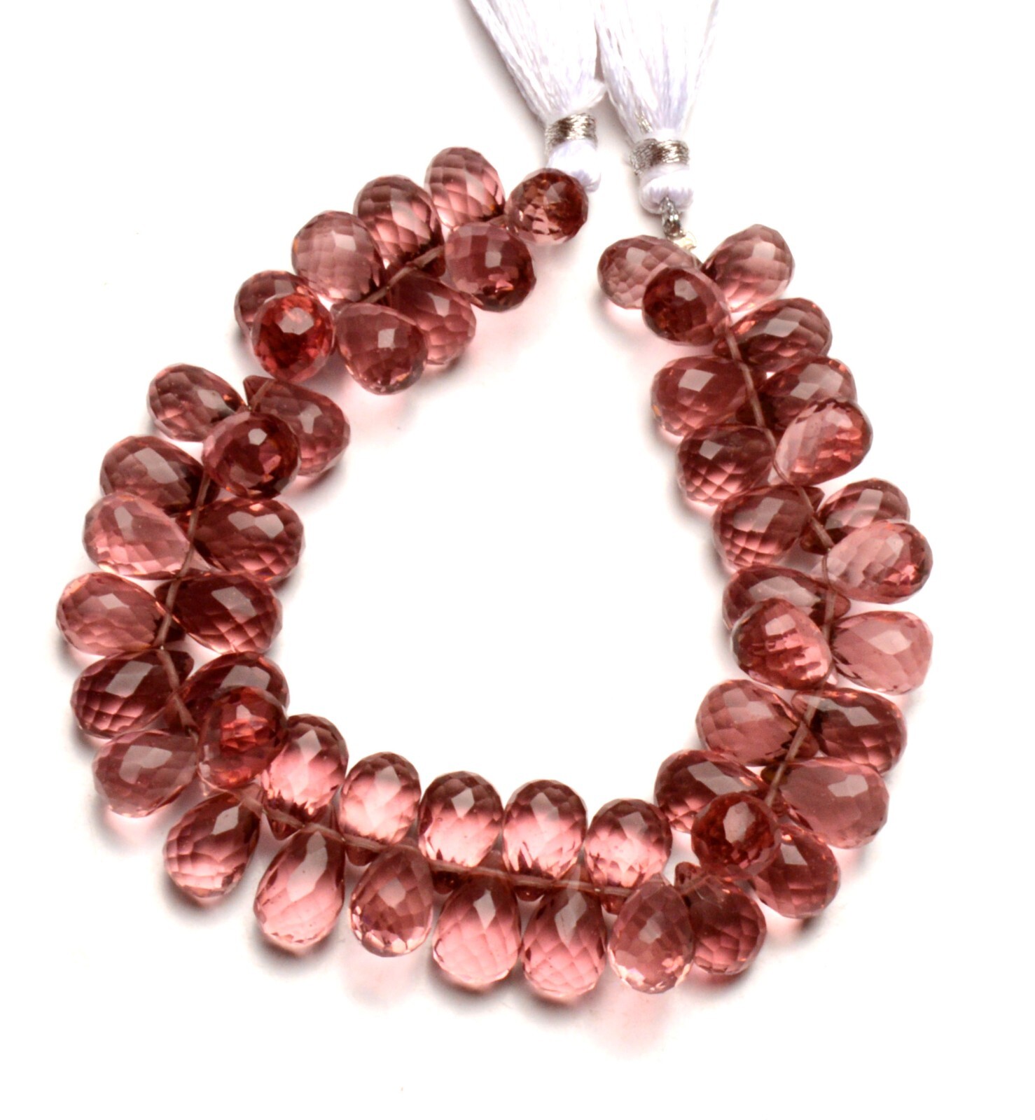 Kunzite Color Quartz 10x7 mm Size Teardrop Shape Briolette Beads 7" Strand