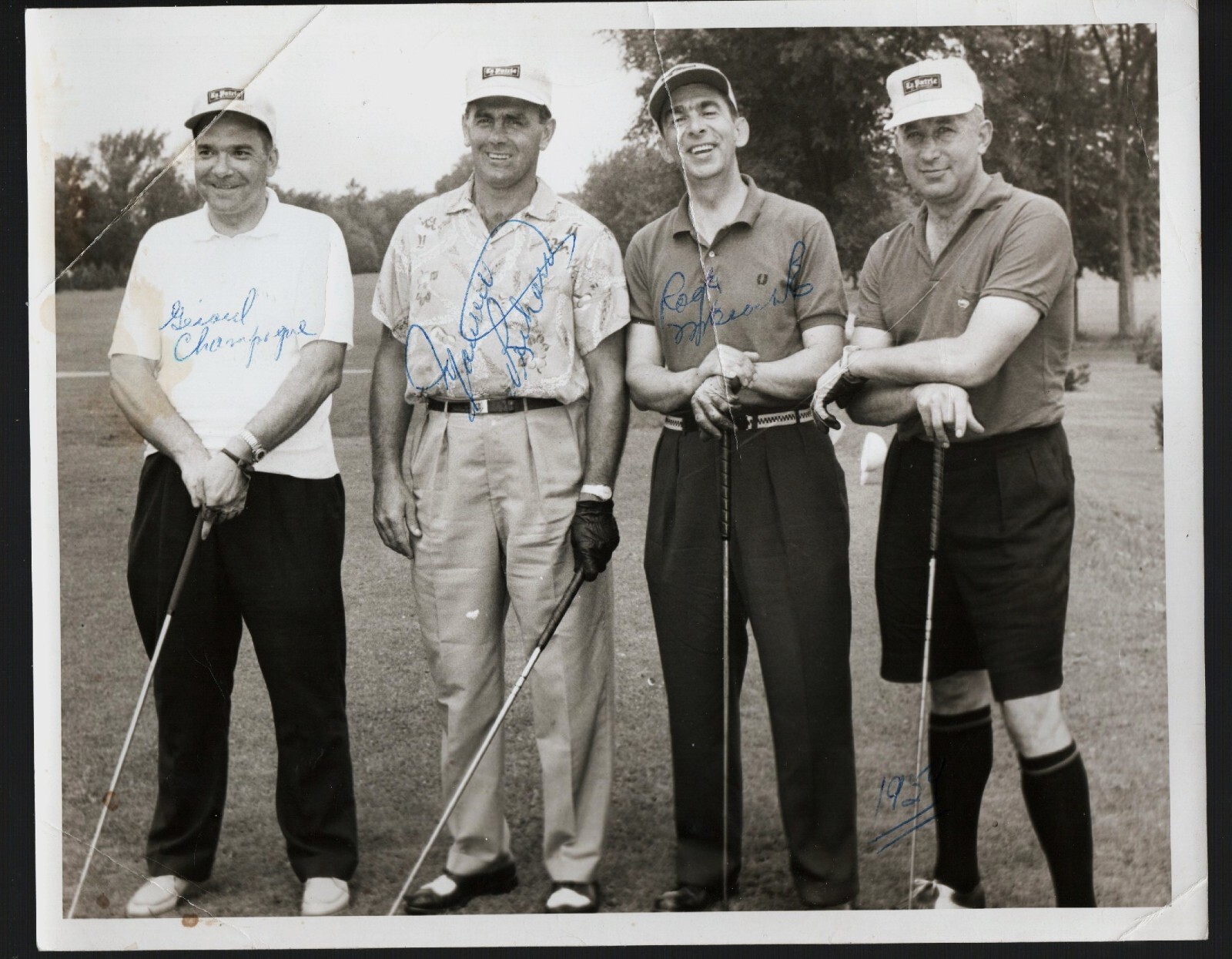 1959 Original Maurice Richard Elmer Lach Signed Golf Photo Montreal Canadiens!