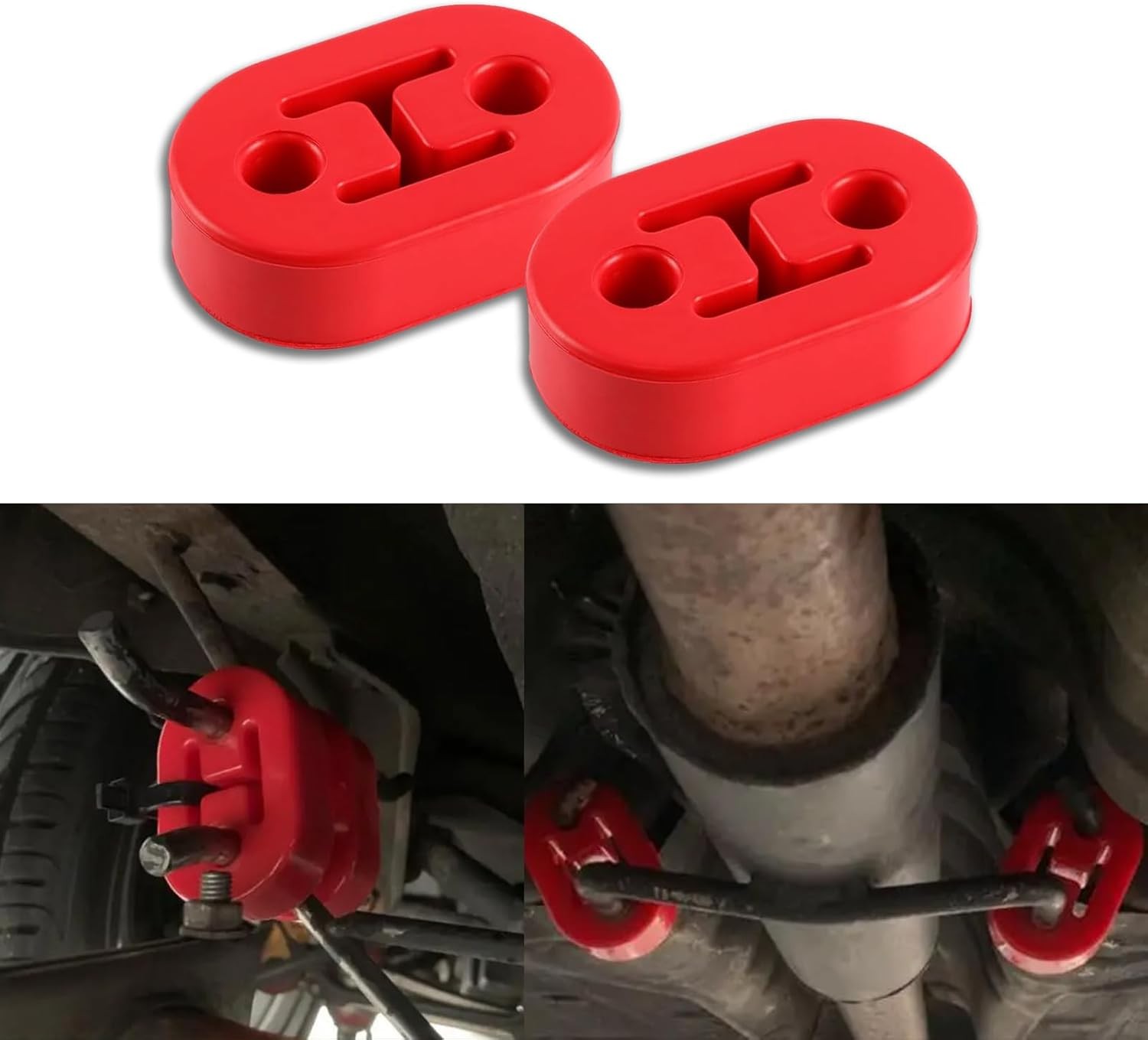 2pcs Heavy Duty Rubber Exhaust Tail Pipe Mount Bracket Hanger Bushing Insulator