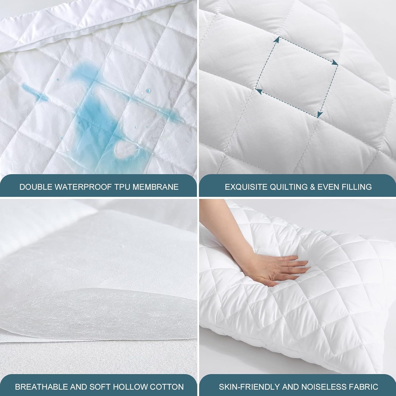 UNILIBRA Waterproof Pillow Protector Quilted Standard Protector, White