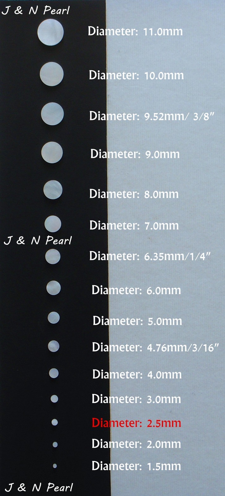 JNNPEARL 1.3mm Thick 2.5mm 50pcs  Mother of Pearl Inlay Dots for Guitar, Banjo