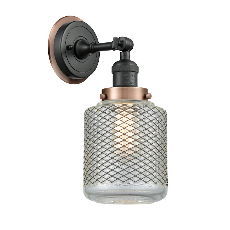 Innovations FR Stanton 1 Light Sconce HRAC, BK - 203BK-BPAC-HRAC-G262