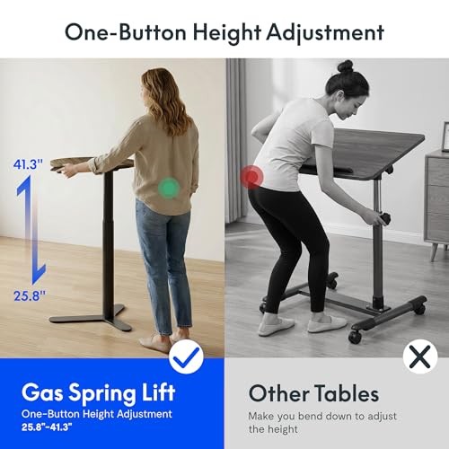 FLEXISPOT Gas Spring Adjustable Bar Table with One-Touch Lift, 20‘’ Walnut