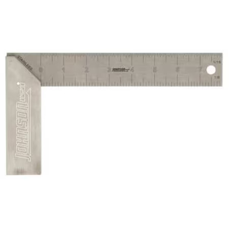 Johnson Level & Tool 1908-0800 Try Square, Alum/Ss, 8 In, 1/8, 1/16 In Grad