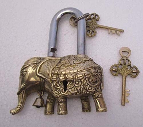 Brass Blessing Padlock - Lock with Keys - Working Functional - Brass Made - Type