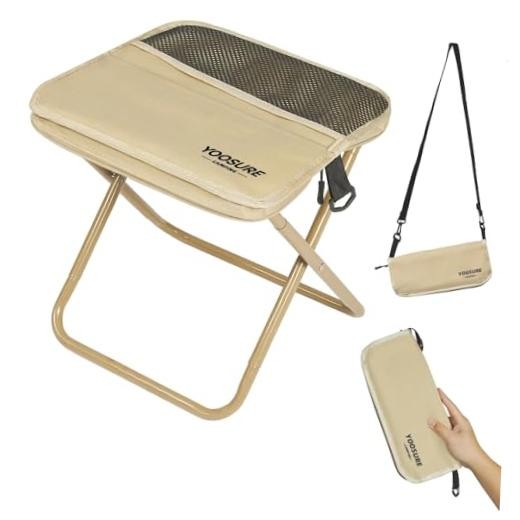 11.5" Tall Compact Collapsible Stool, Portable Folding Camp Stool Sand Khaki