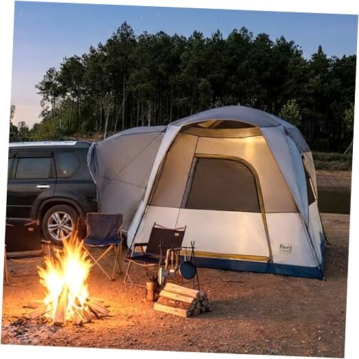 5 Person SUV Tent Weather Resistant Portable for Car SUV Van 4-5 Person Khaki