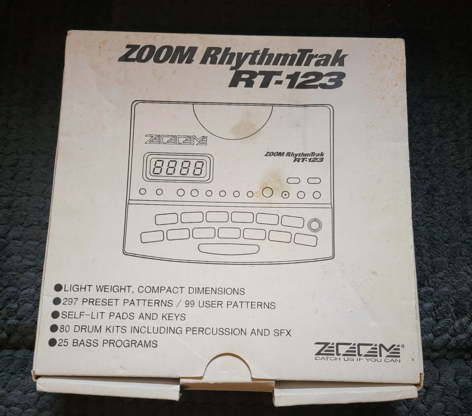 Zoom RhythmTrak RT-123 Drum Machine Tested in Box w/ Adapter, Pedal, & Manual