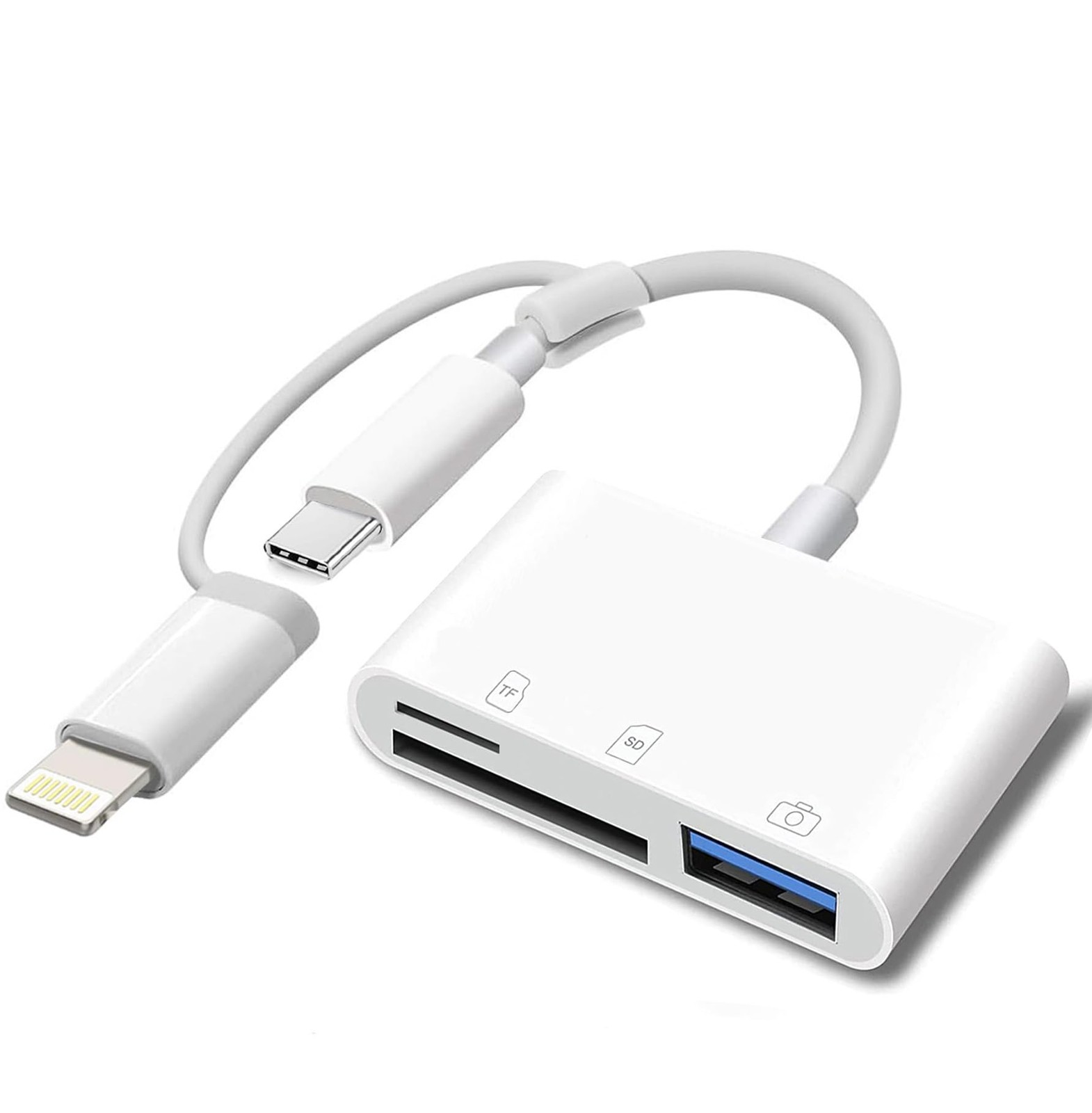 Apple MFi Certified SD Card Reader for iPhone, USB-C  Lightning to SD TF Card...