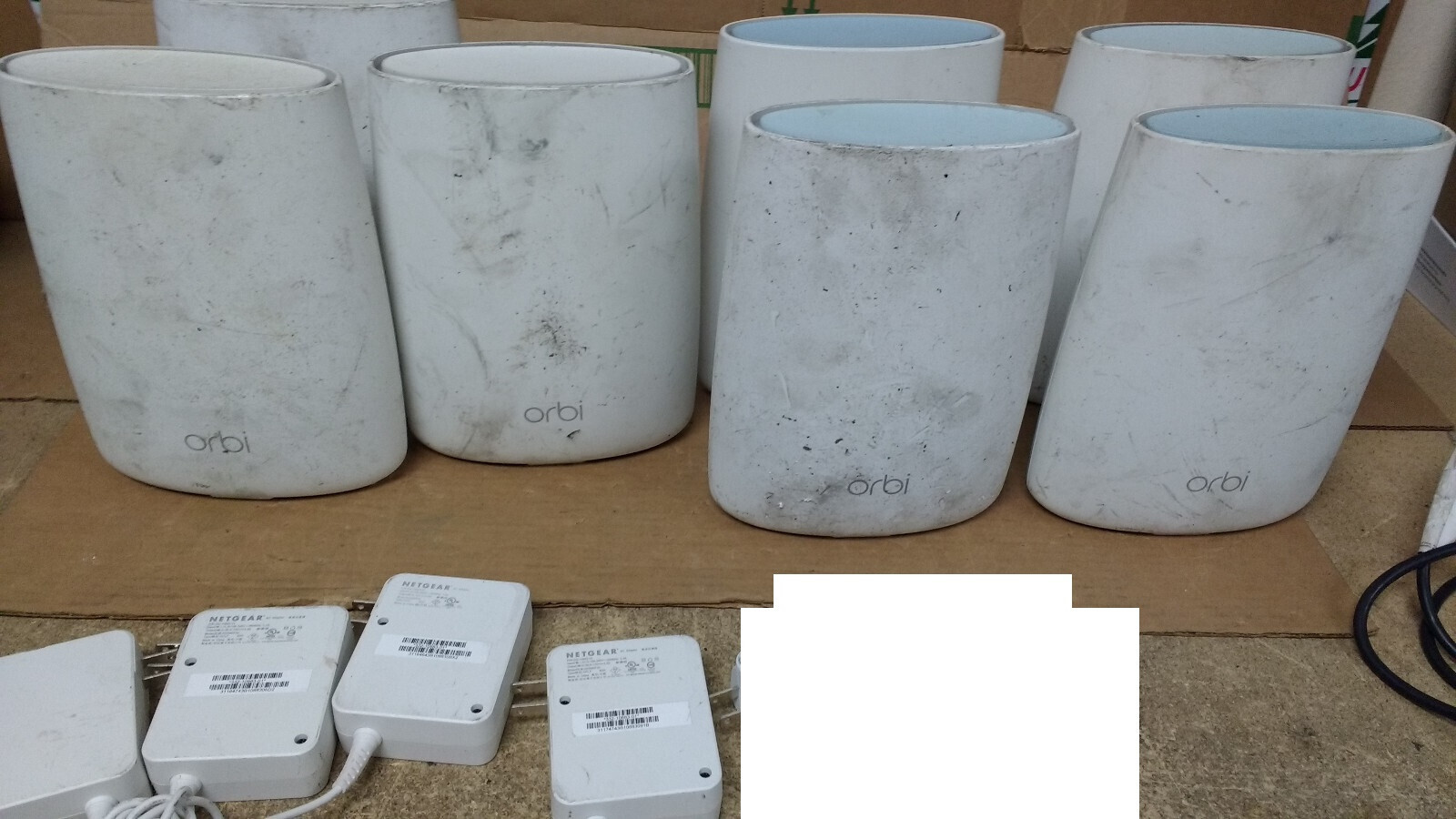 LOT OF 7 NETGEAR ORBI 4/RBR50/3 RBS50 WIRELESS ROUTER NETWORK SET DIRTY STICKY