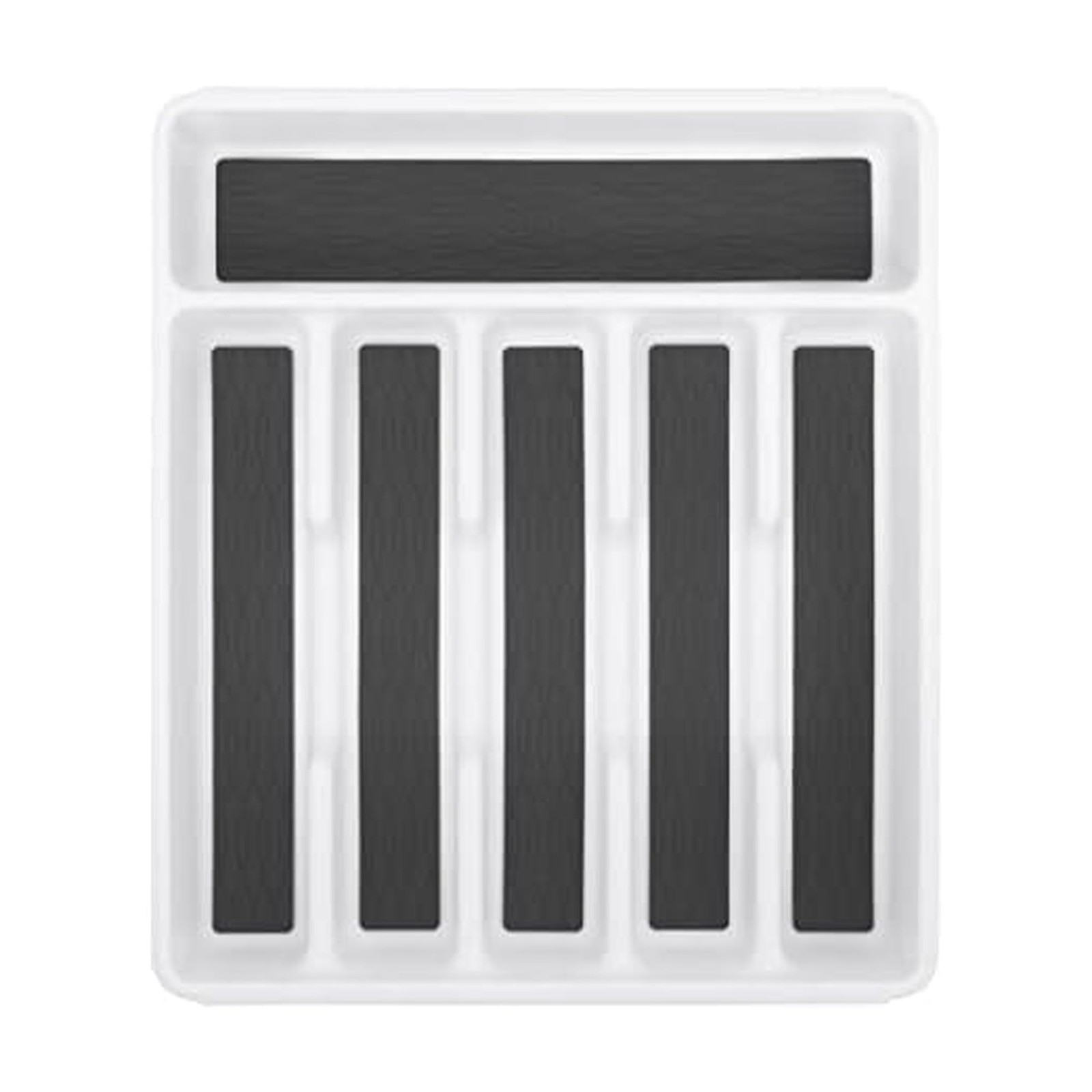 Basics 6 Compartment Expandable Drawer Organizer White/charcoal Gray