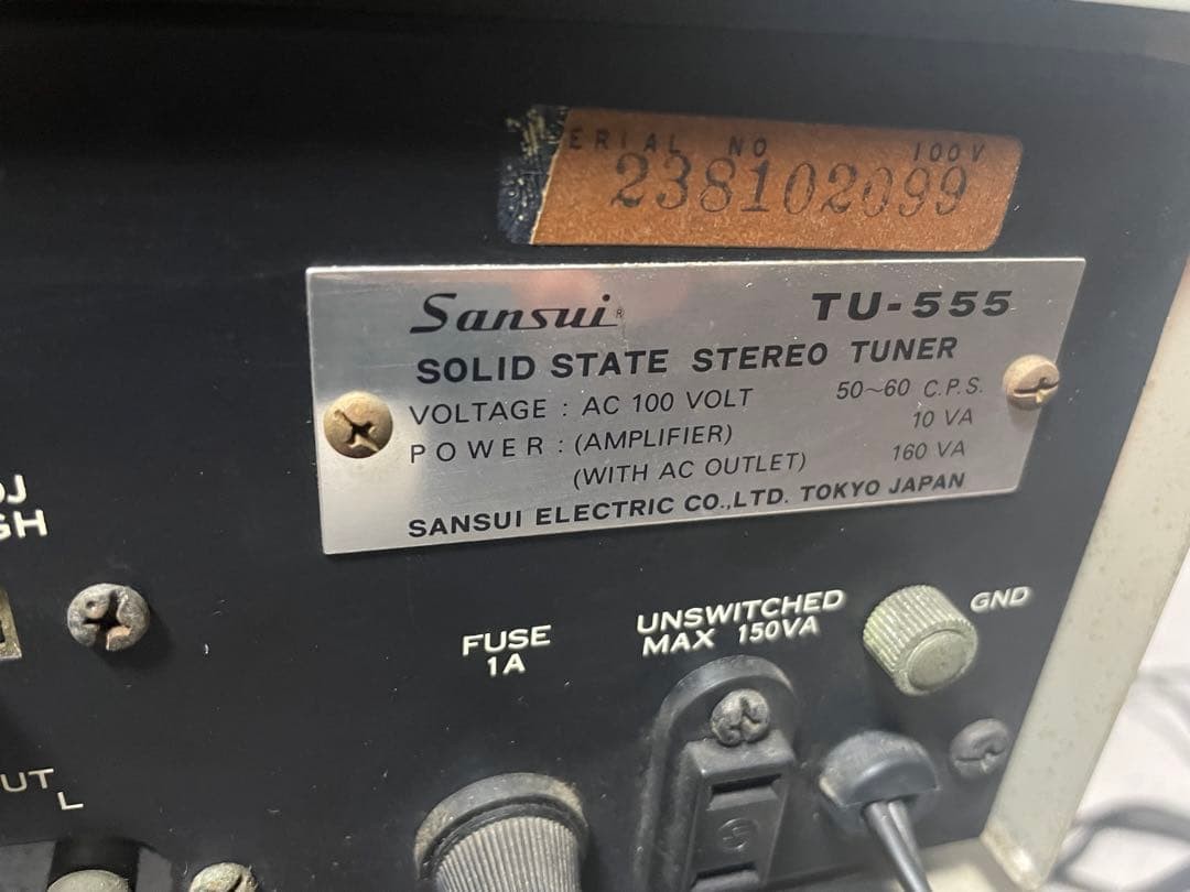 Sansui AU-555 Amplifier TU-555 Tuner Vintage 1970s Japan For Repair w/ Schematic