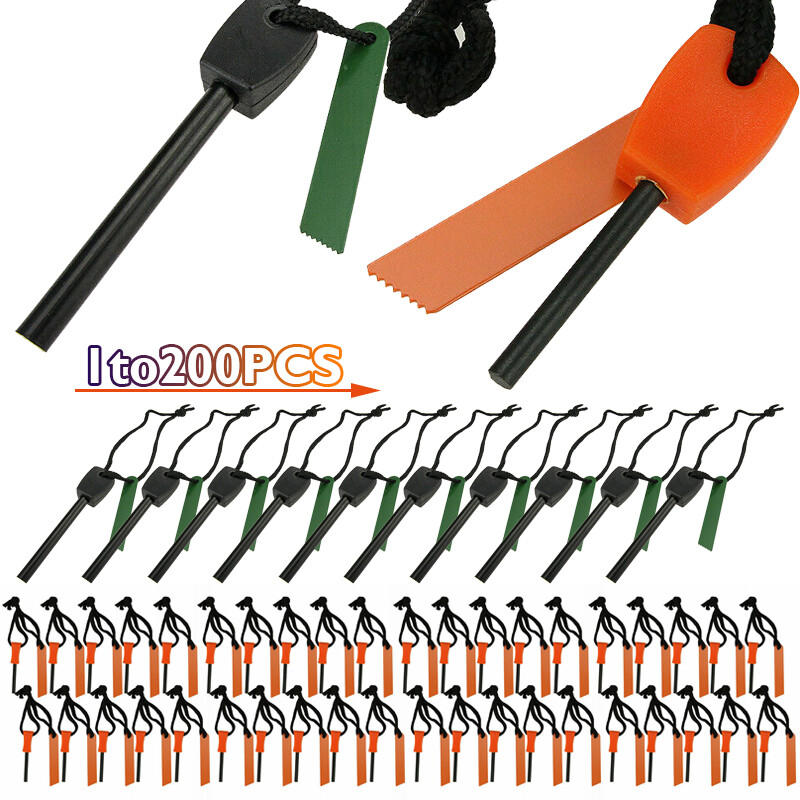 LOT Outdoor Survival SOS Magnesium Flint Scraper Stone Fire Starter Lighter