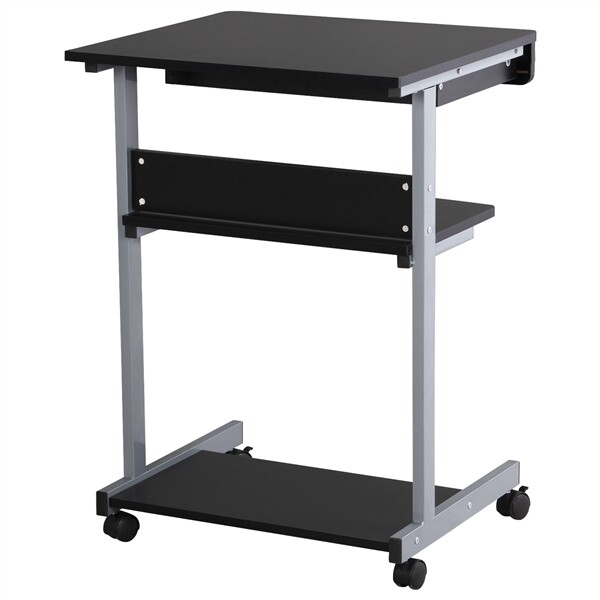 Small Spaces Rolling Computer Desk Corner Laptop Work Desk Printer Table Storage