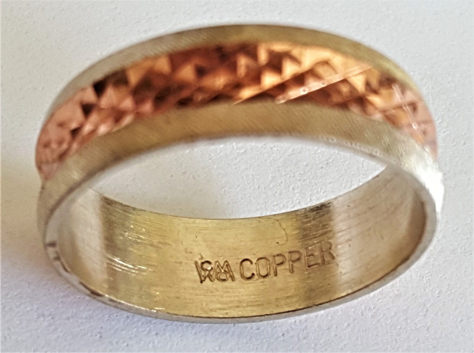 Shimmering Mystic Pyramid 2 Tone Narrow Copper Ring~ Copper Healing Effects