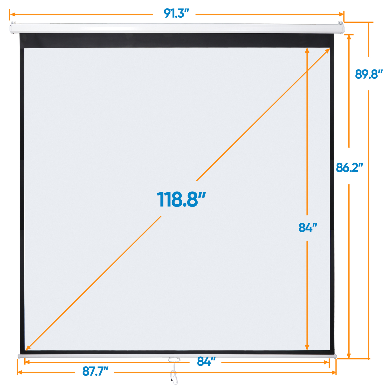 84" X 84"Manual Pull Down Projector Screen Home Theatre Play Game Bedroom