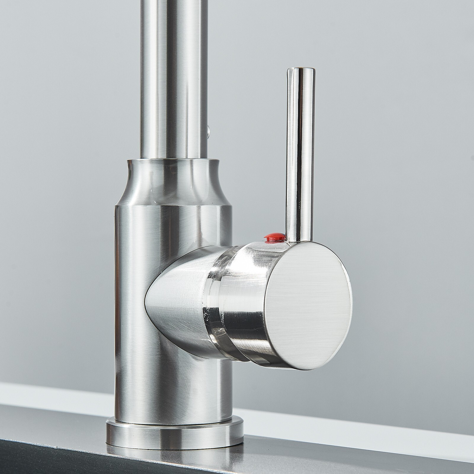 Brushed Nickel Kitchen Faucet with Sprayer Single Handle Pull Down Sink Mixer