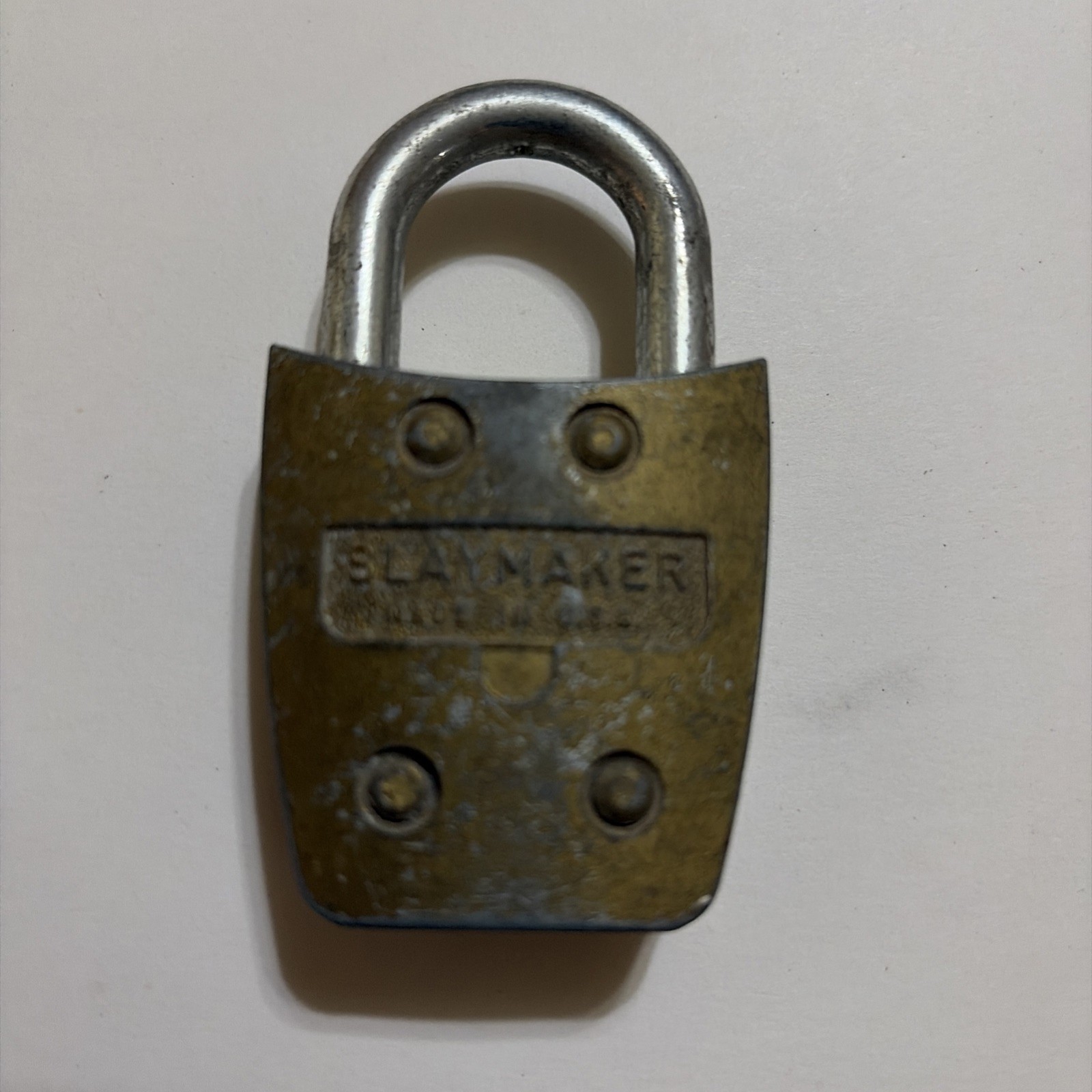 Vintage Slaymaker Rustless 4 Rivet 3" Padlock Lock Made USA No Key