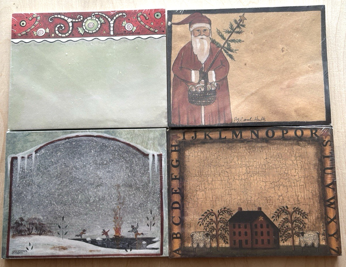 Primitives by Kathy Note Pad LOT of 4 NIP New Folk Art Winter Santa Christmas #1