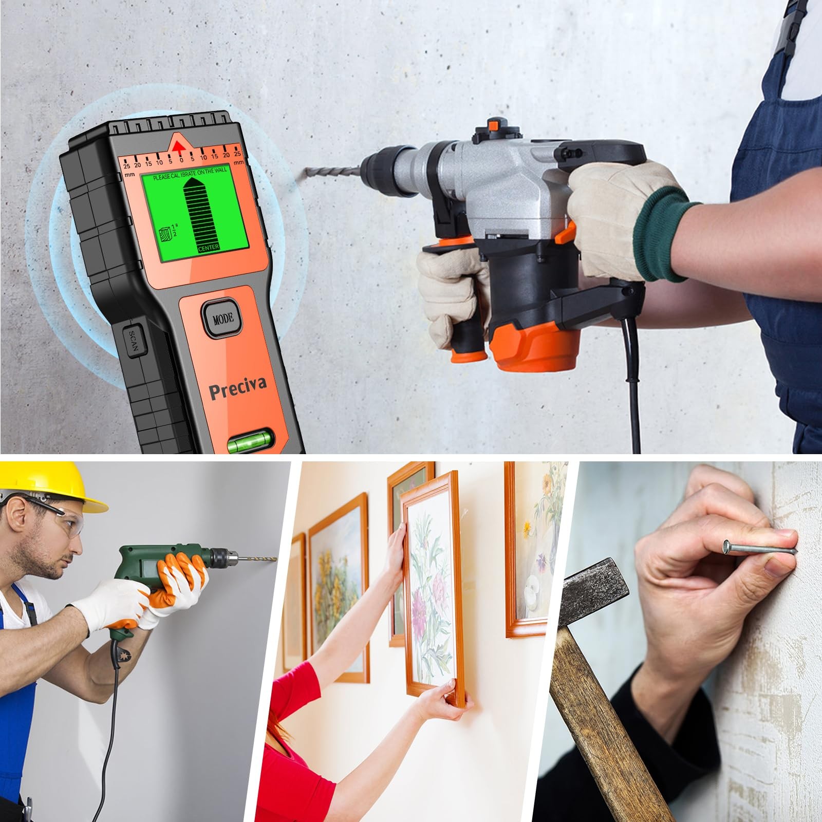 Stud Finder Wall Scanner8 In 1 Multifunctional Wall Detector With 6 Modes & 2 Fu
