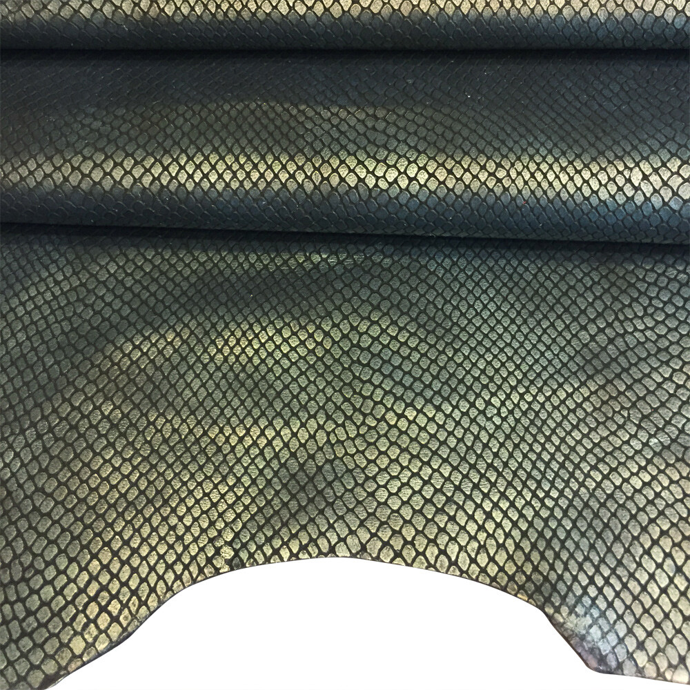 Green Leather Hide Snakeskin Embossed Thin Crafter Bookbinding Fabric Upholstery