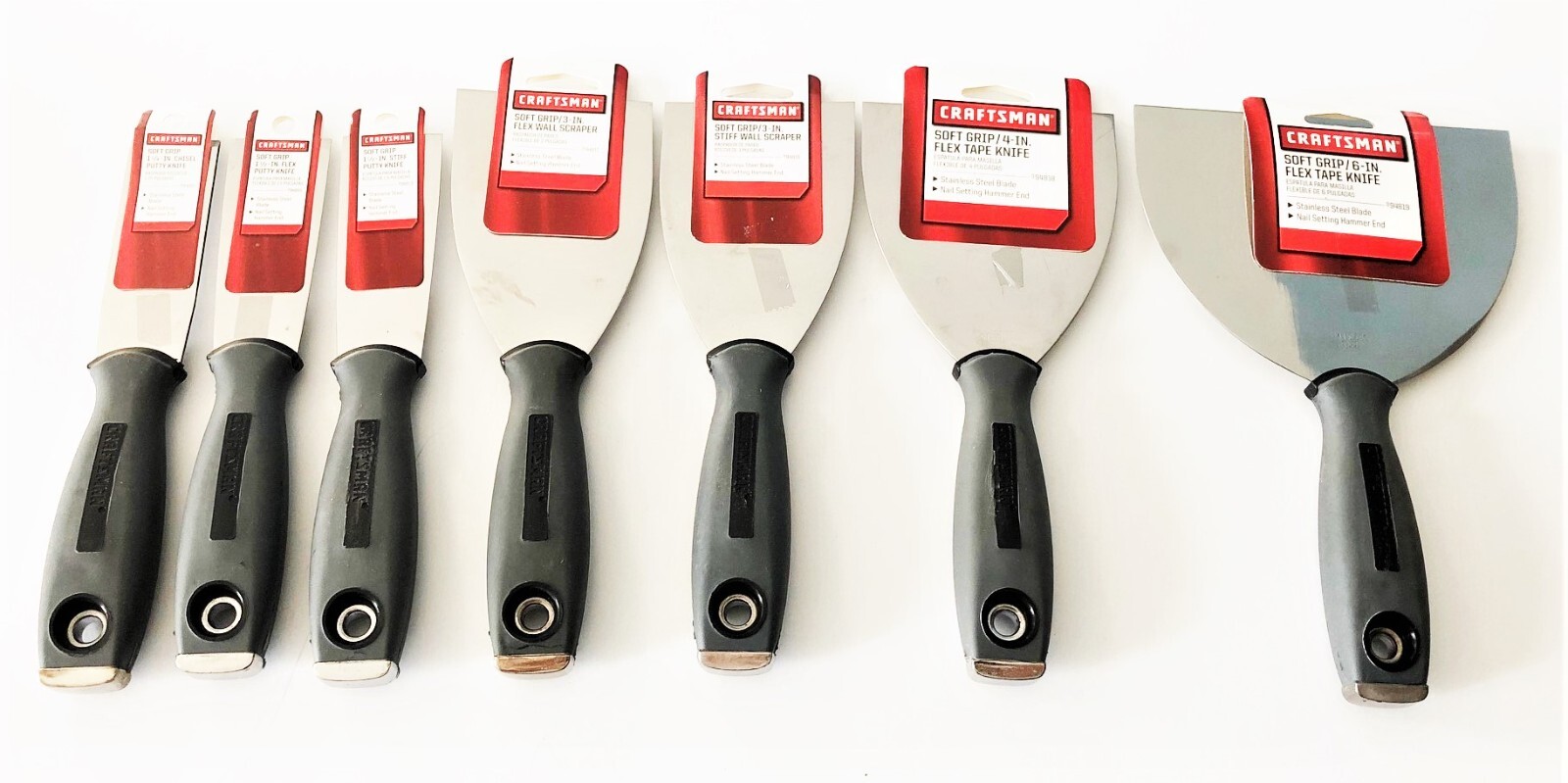 7pc CRAFTSMAN FLEXIBLE STAINLESS STEEL PUTTY TAPE KNIFE KNIVES DRYWALL SCRAPER