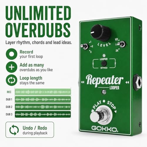 GK-27 Looper Pedal for Electric Guitar, 11-Min Loop Recording REPEATER Looper