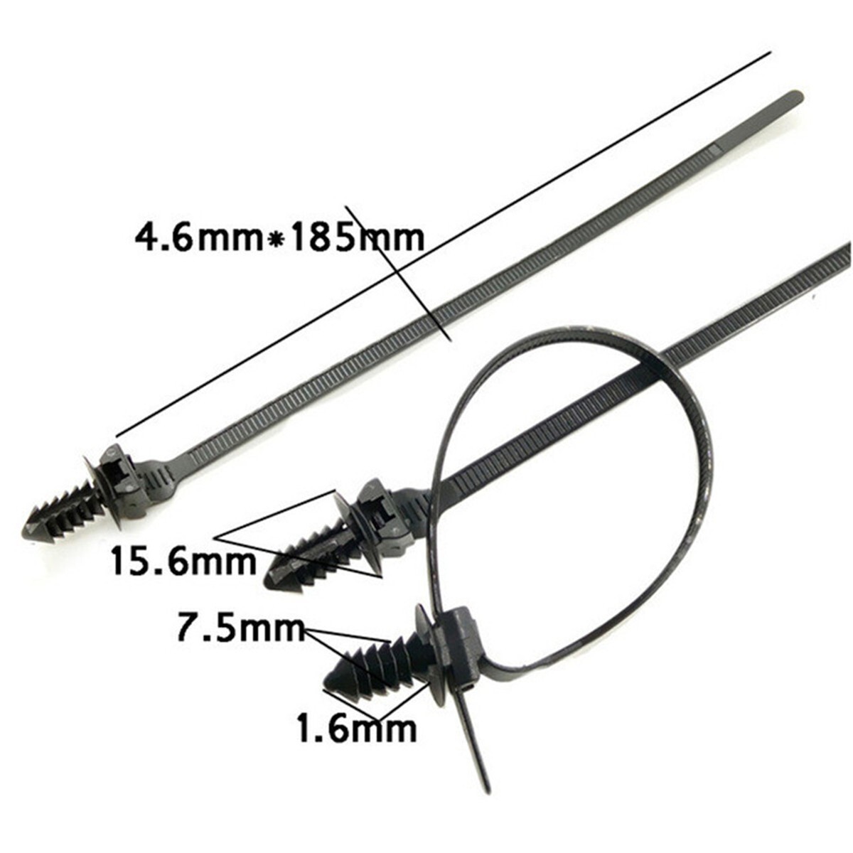 50PCS Nylon Cable Ties Car Kit Zip Strap Tie Wrap Push Clip Fastener Bundle Wire