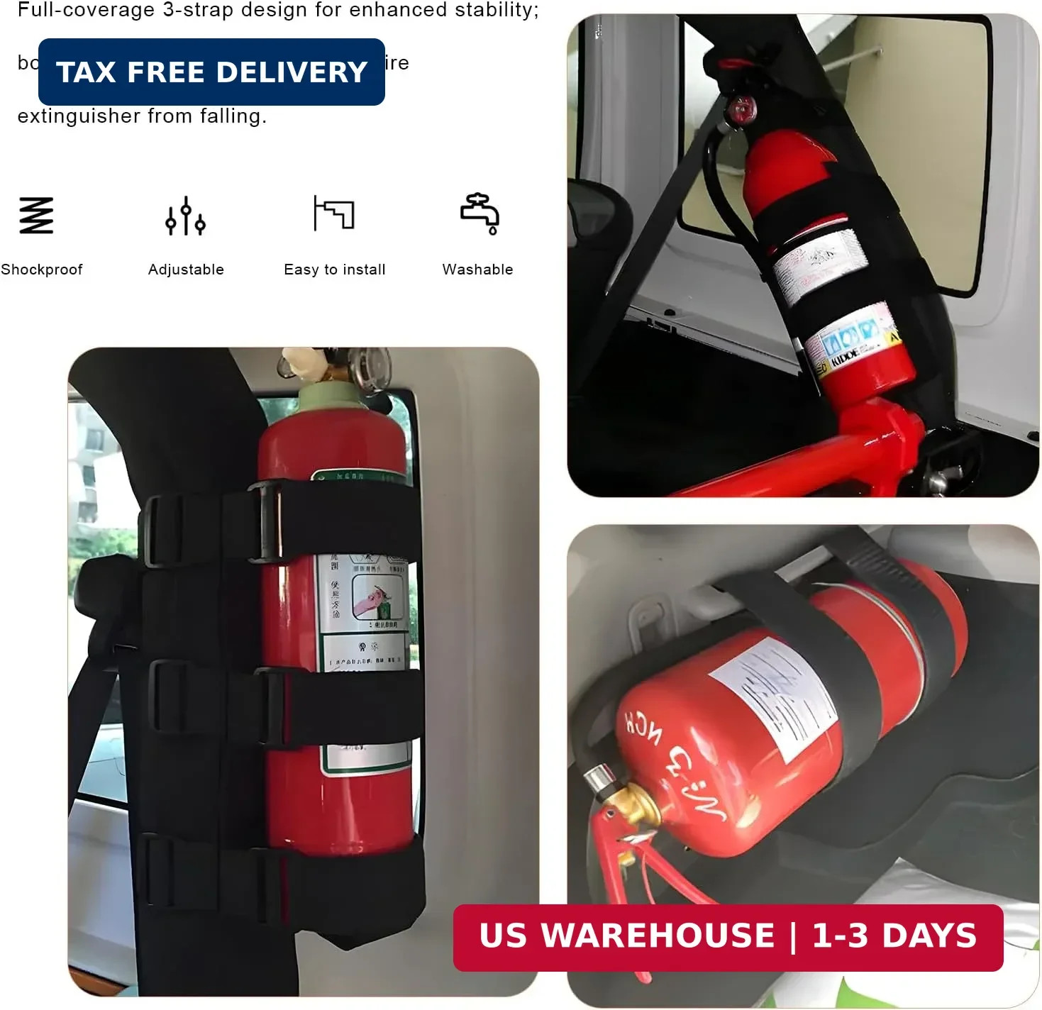 Fire Extinguisher Holder Adjustable Roll Bar Mount Bracket for Car Truck
