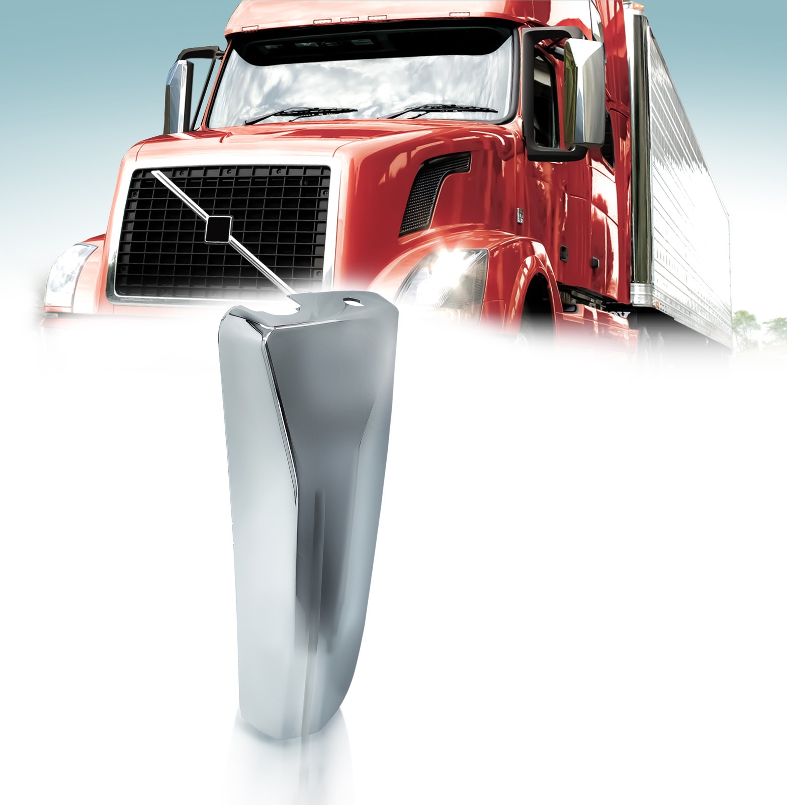 Volvo VNL 04-17 Door Mirror Cover Chrome with Curved Back Driver Left Side