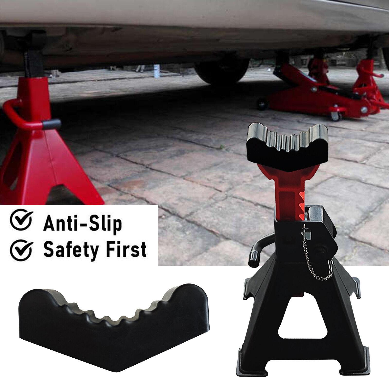 2x 6Ton Axle Jack Stand Pad Adapter Universal Slotted Frame Rail Rubber Adapter。