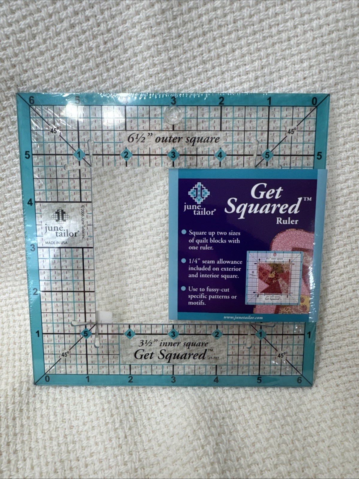 June Taylor Get Squared Acrylic Square Quilting Template Ruler JT-743 4.5-8.5”