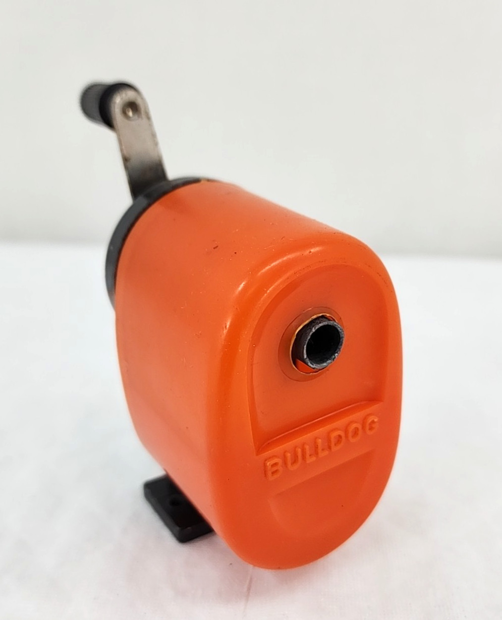 Vintage Bulldog Pencil Sharpener Wall Mountable Orange Tested Works Hunt MFG USA