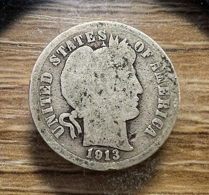 1913-P Barber Dime - Actual Silver Coin Shown - Free Shipping & Tracking INV#171