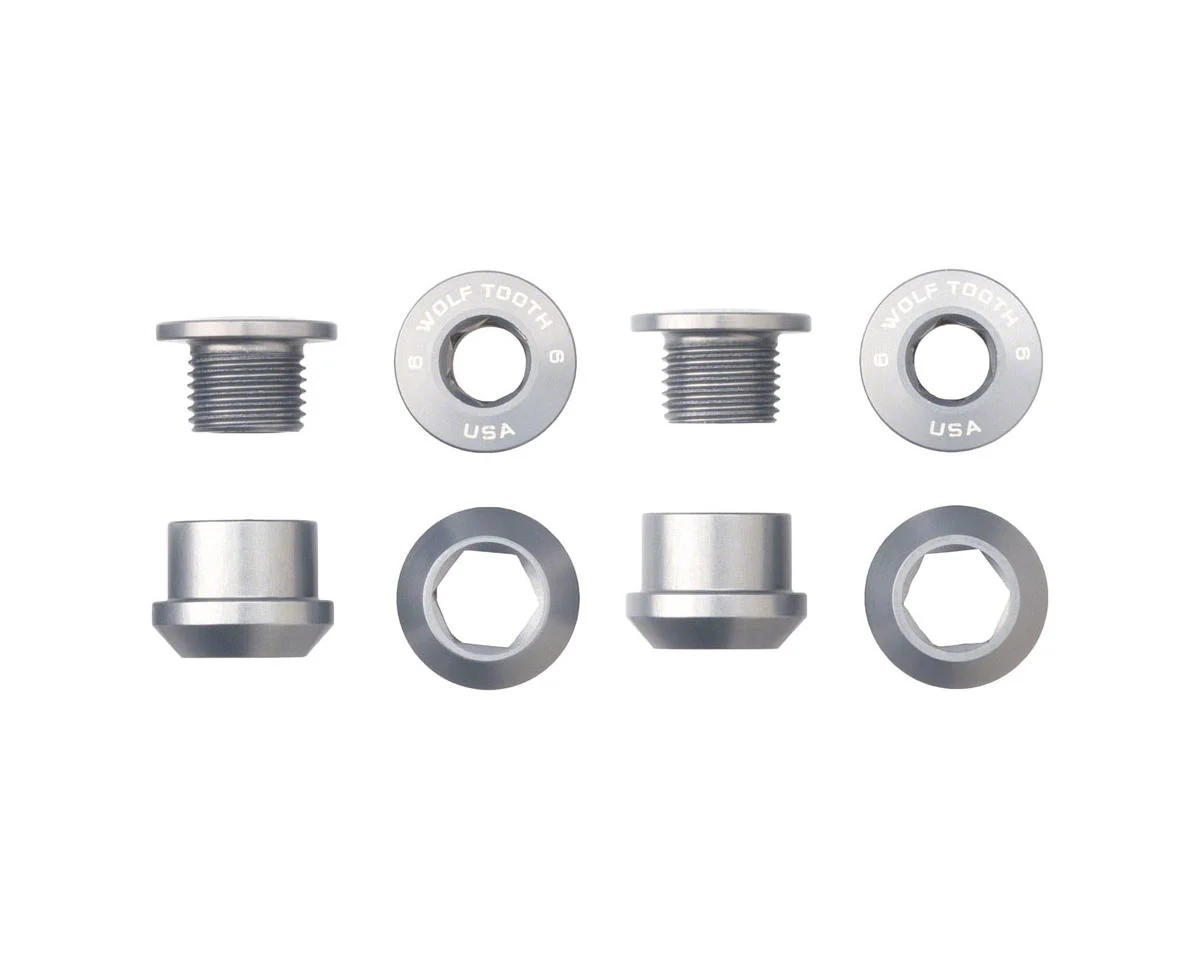 Wolf Tooth Components Dual Hex Fitting Chainring Bolts (Raw Silver) (6mm)