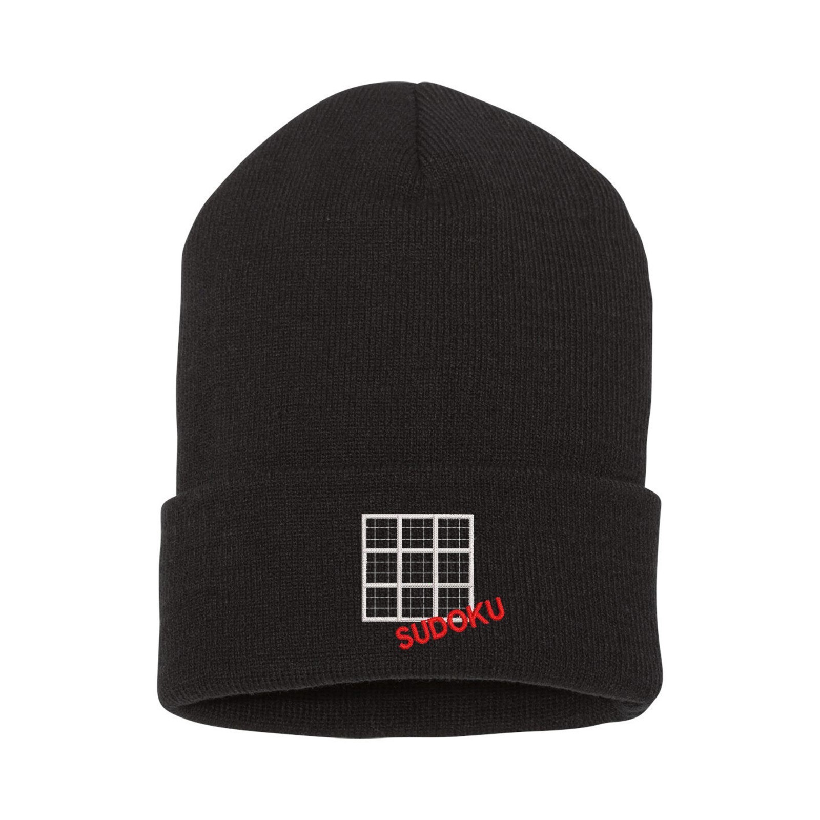 Sudoku board embroidered beanie hat, sudoku lover gift, sudoku lover beanie hat