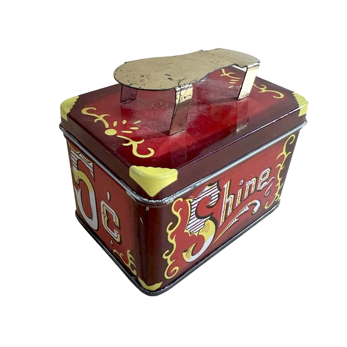 Vintage Red Bird Boot Polish Tin Mini Shoe Shine Kit Japan