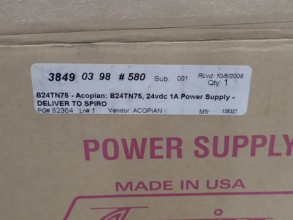 ACOPIAN B24TN75 POWER SUPPLY 04220430449