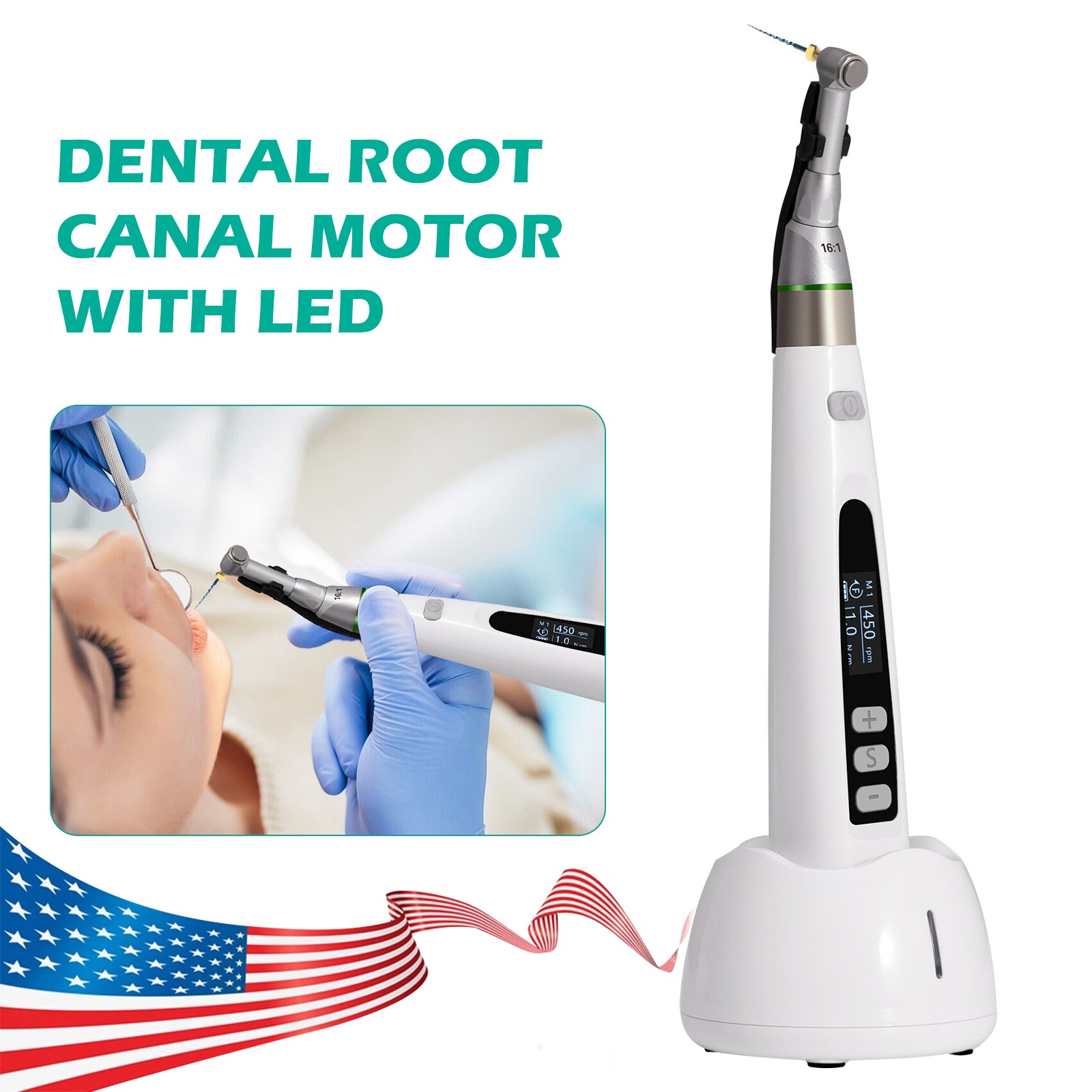 Dental Wireless Cordless LED Endo Motor 16:1 Root Canal Treatment Endodontic USA