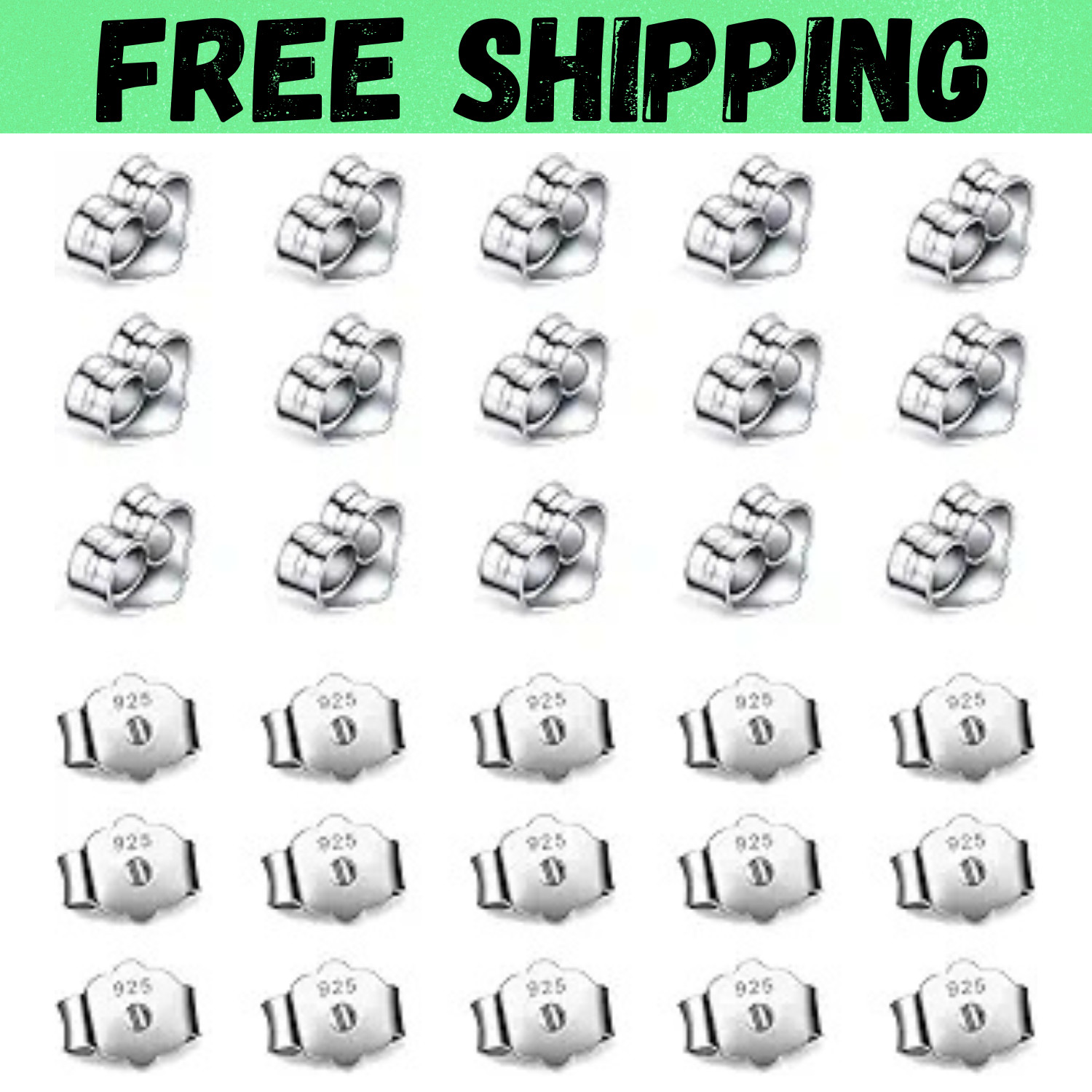 30Pcs/15 Pairs 925 Sterling Silver Earring Backs Replacement Secure Ear Locking