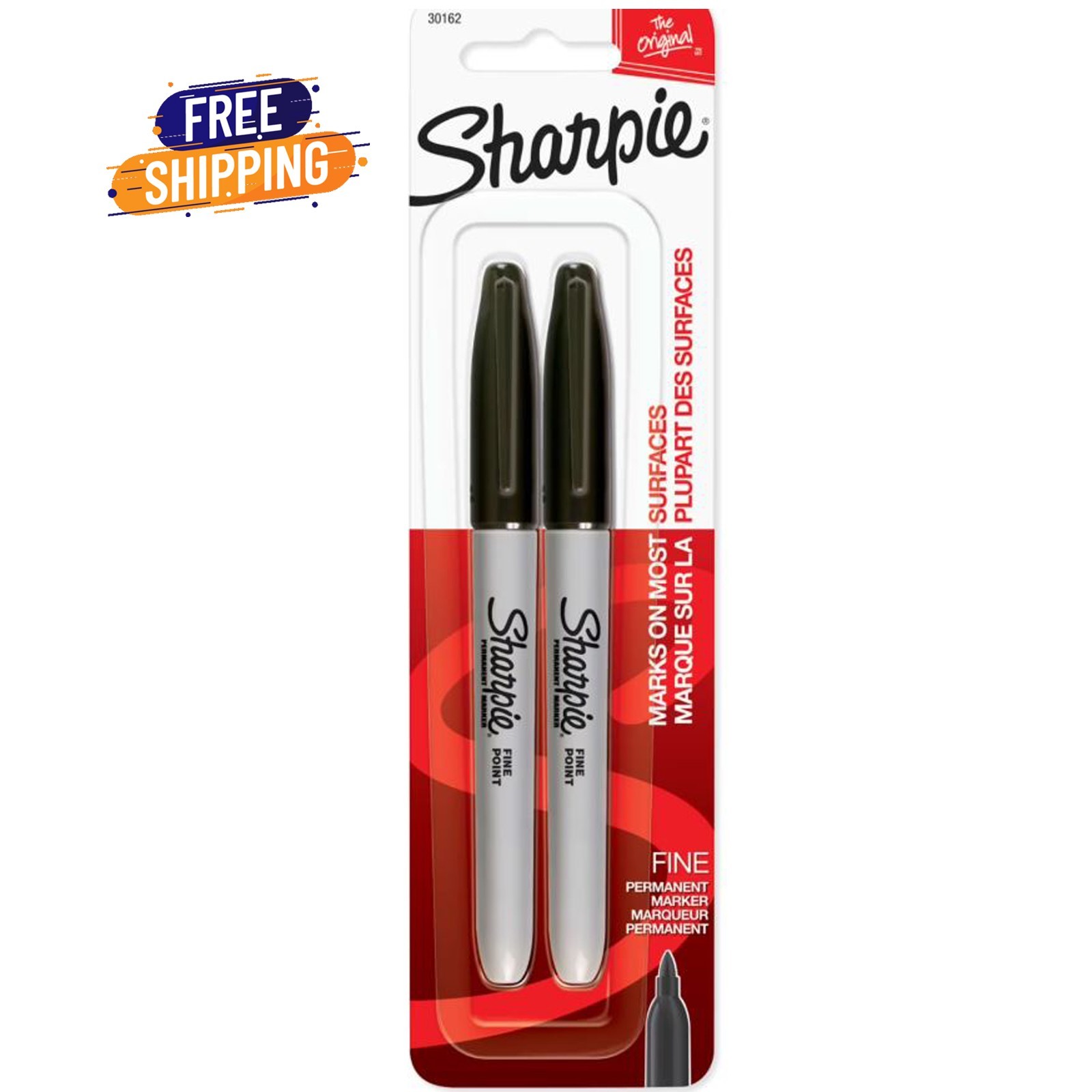 Sharpie Permanent Markers, Fine Point, Black, 2 Count