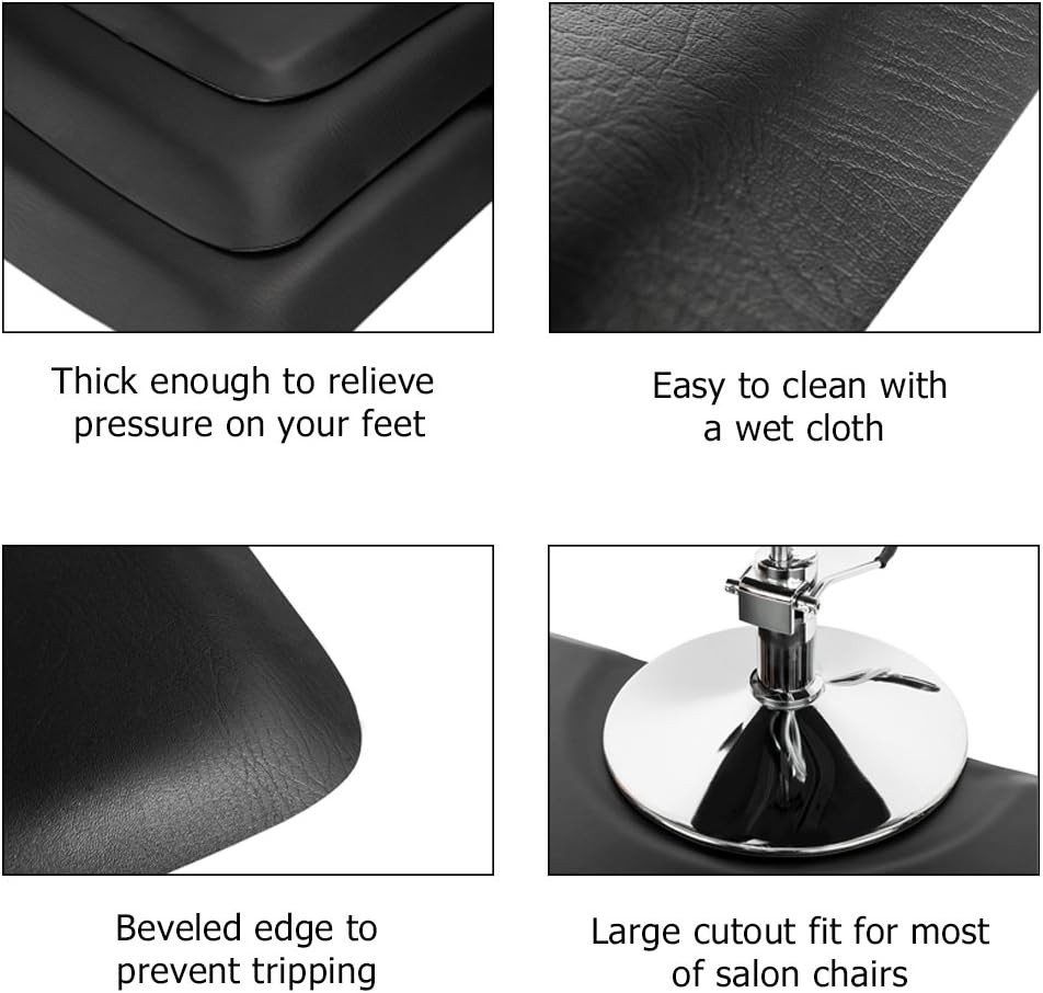 Heavy Duty Barber Shop Mat 36"x48" Semi-Circle 1" Cushion - Non-Slip Floor Pad