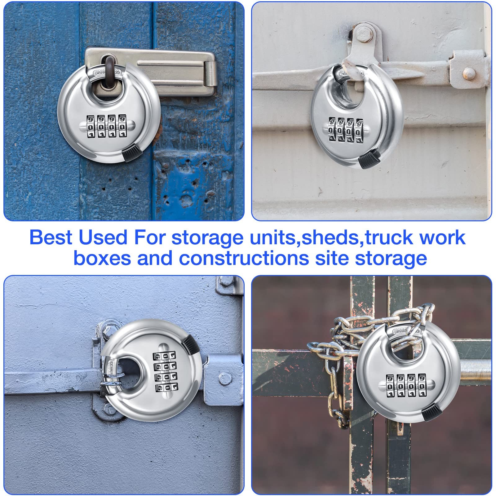 Maitys 10 Pack 4 Digit Combination Locks Stainless Steel Code Disc Lock Combo
