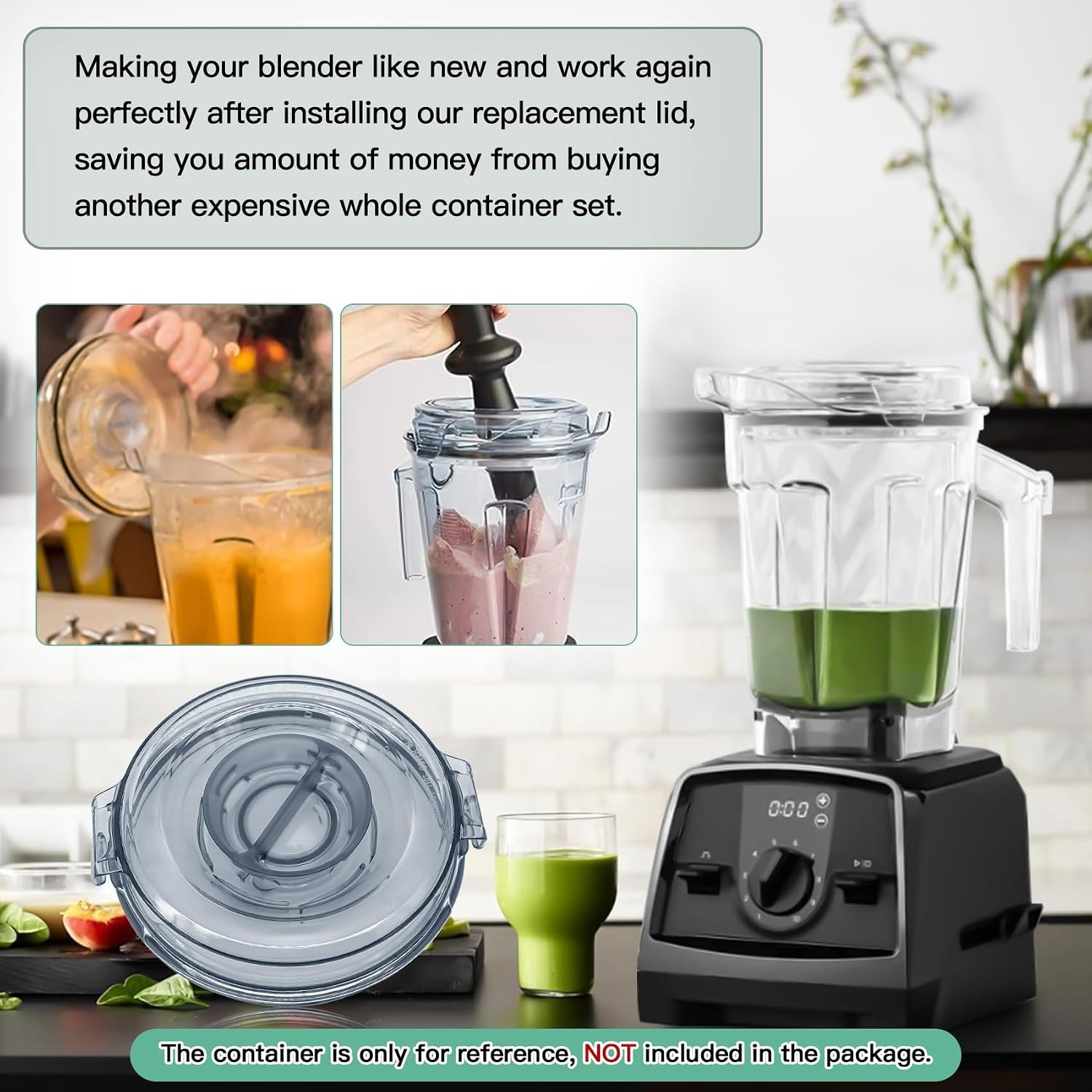 Snap Closure Replacement Lid for 64 oz Blender Containers - Clear Design