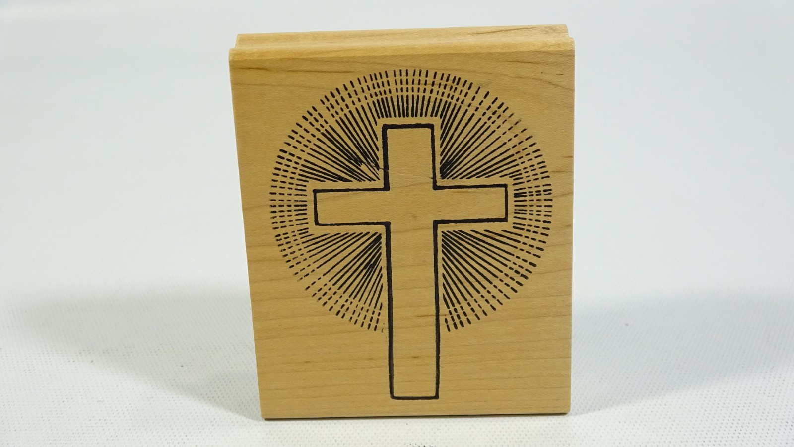 Graphic Rubber Stamp - Wood Backed Rubber Stamp 384-1-F - Cross With Burst