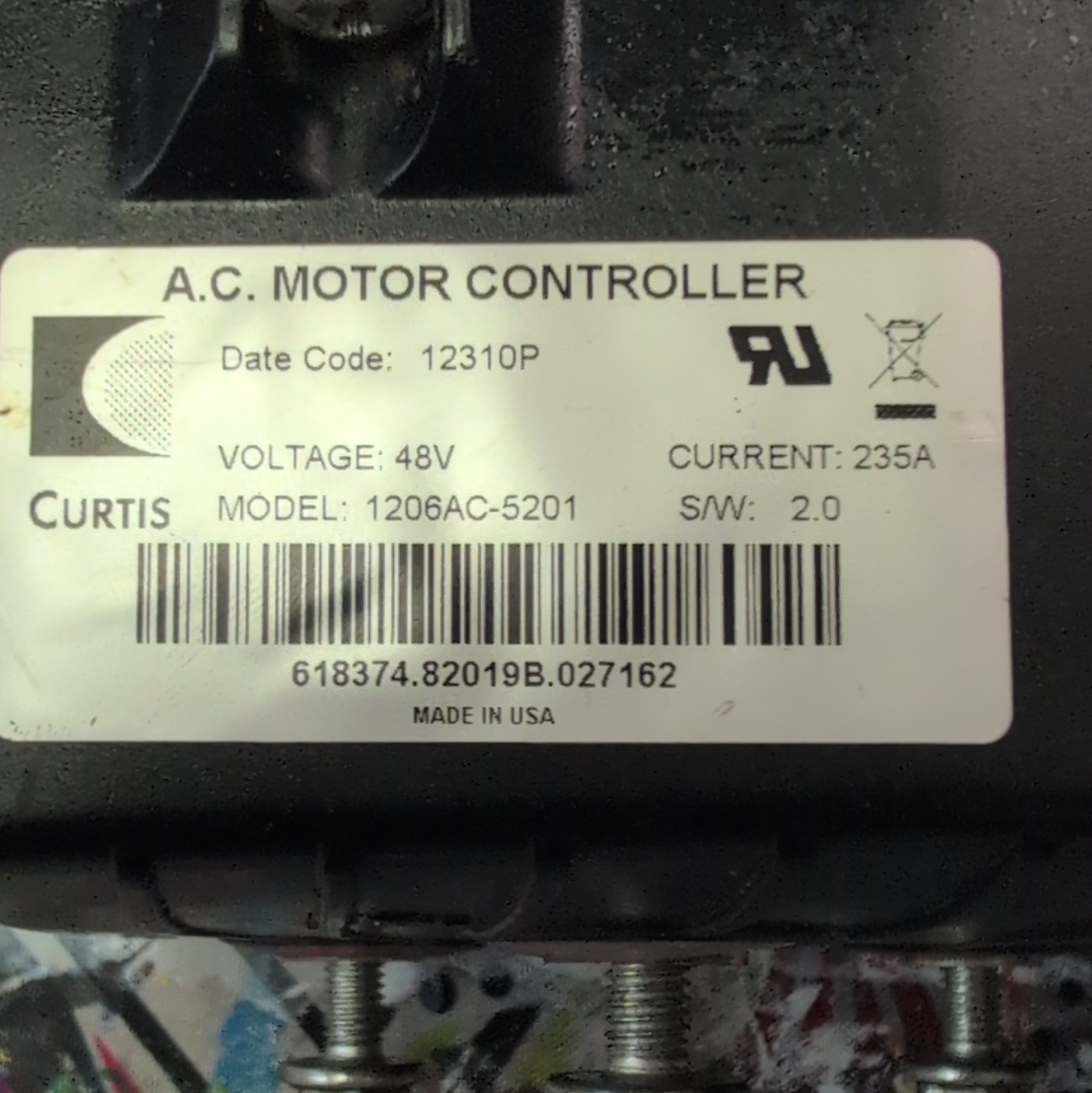 Curtis 1206AC-5201 AC Motor Controller Chassis Enclosure 48V 235A