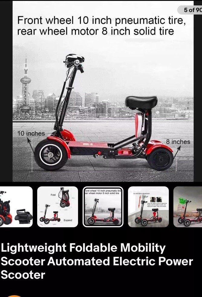 Lightweight Foldable Mobility Scooter Automated Electric Power Scooter  (Black)