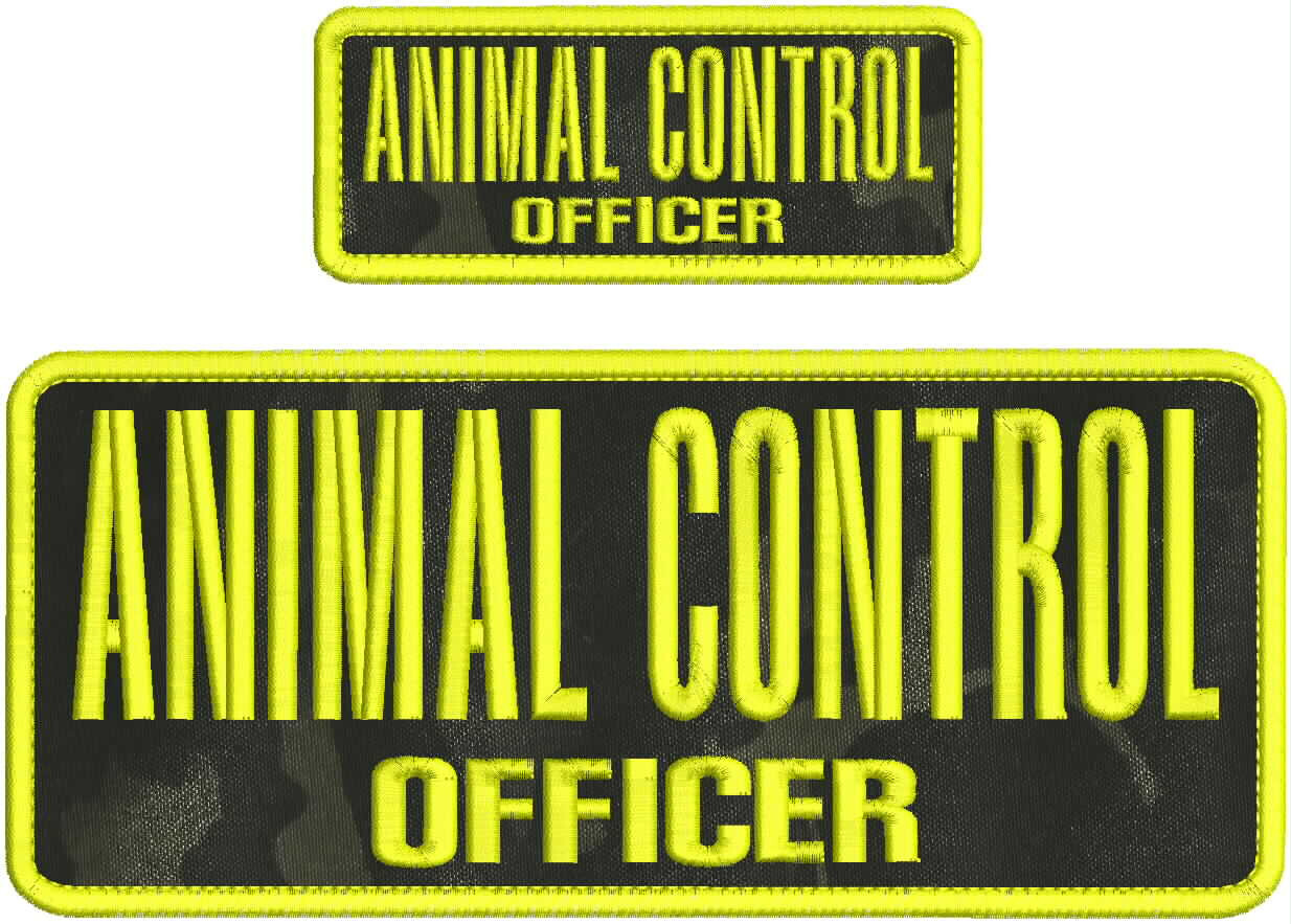 ANIMAL CONTROL OFFICER EMB PATCH 4X10'' AND 2X5  hook on back yellw/blk/multicam