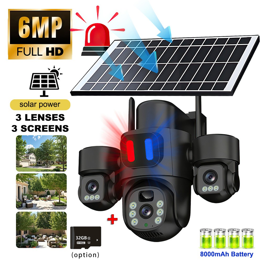 Camara De Seguridad Solar Inalambricas Para Exterior Con Vision Nocturna Alarma